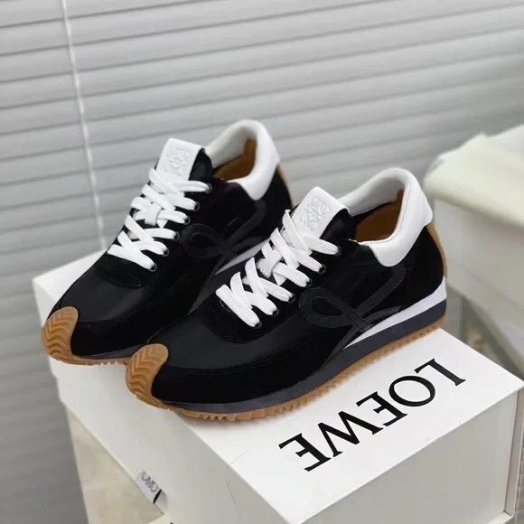 Loewe Black and White Sneakers with Tan Soles - Picture 1 of 7